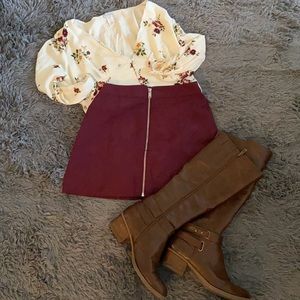 H&M Burgundy Zipper’d 70’s inspired skirt